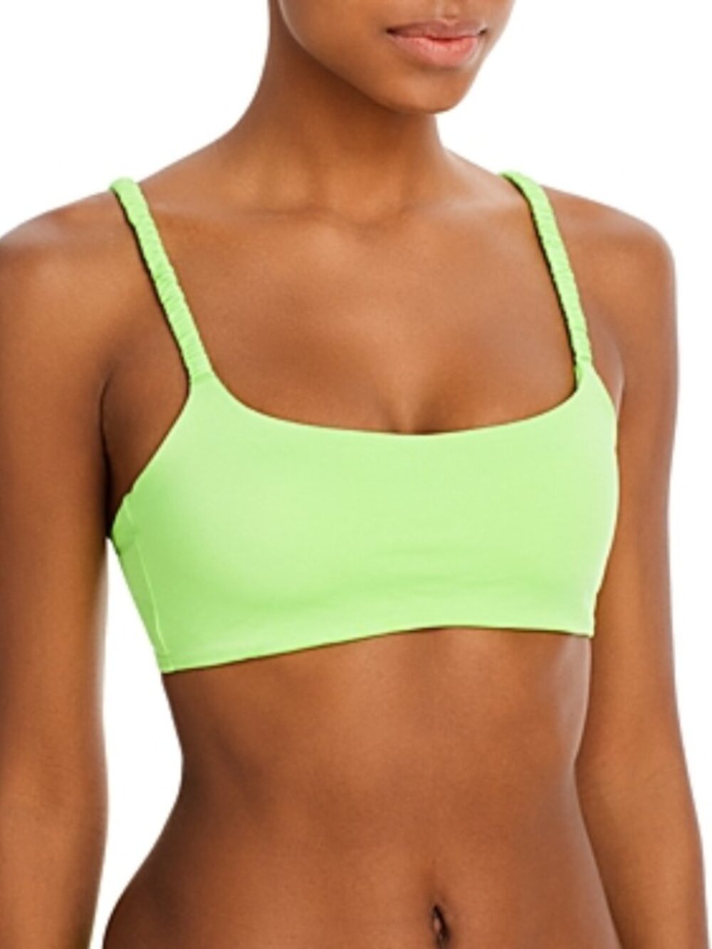 Peixoto Karol Neon Green Stretch Ruched Bikini Swim Top Beach Summer Size M NWT